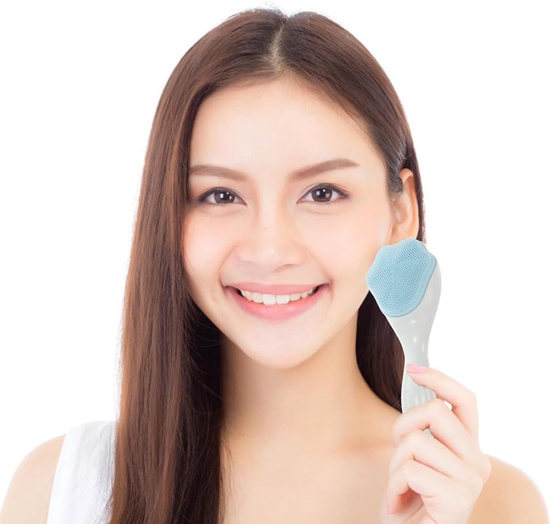Blue Cat Paw Silicone Facial Cleansing Brush Long Handle Manual Massager For Deep Cleaning Sensitive Skin - Image 4